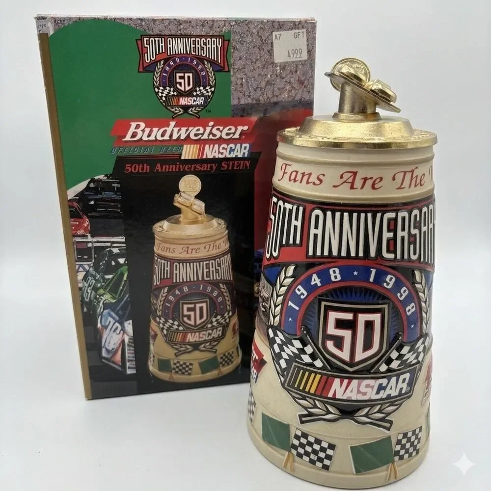 NASCAR Budweiser 50th Anniversary Stein 1948-1998 With Box & COA